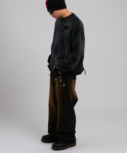 WHO'S WHO gallery（フーズフーギャラリー）の「【FromVintage】ダメージスウェット（スウェット・メンズ・ライトグレー/レッド/ブラック・FREE）」の5枚目の写真