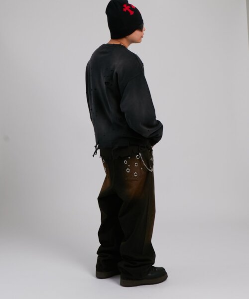 WHO'S WHO gallery（フーズフーギャラリー）の「【FromVintage】ダメージスウェット（スウェット・メンズ・ライトグレー/レッド/ブラック・FREE）」の6枚目の写真