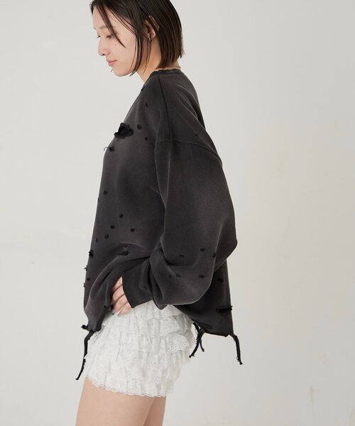 WHO'S WHO gallery（フーズフーギャラリー）の「【FromVintage】ダメージスウェット（スウェット・メンズ・ライトグレー/レッド/ブラック・FREE）」の8枚目の写真