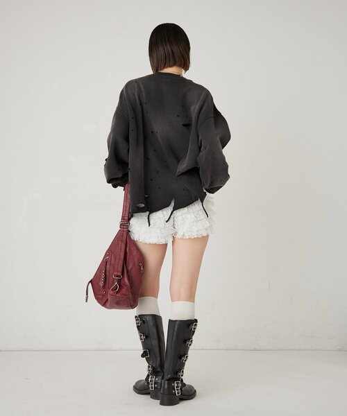 WHO'S WHO gallery（フーズフーギャラリー）の「【FromVintage】ダメージスウェット（スウェット・メンズ・ライトグレー/レッド/ブラック・FREE）」の11枚目の写真