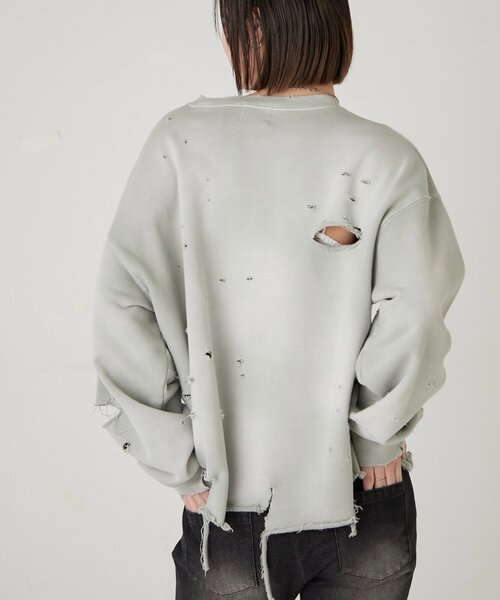 WHO'S WHO gallery（フーズフーギャラリー）の「【FromVintage】ダメージスウェット（スウェット・メンズ・ライトグレー/レッド/ブラック・FREE）」の15枚目の写真