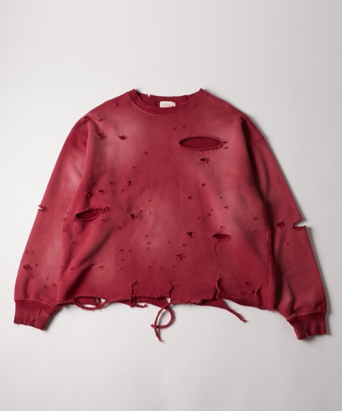 WHO'S WHO gallery（フーズフーギャラリー）の「【FromVintage】ダメージスウェット（スウェット・メンズ・ライトグレー/レッド/ブラック・FREE）」の3枚目の写真