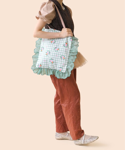 Casselini（キャセリーニ）の「Casselini(キャセリーニ)花柄プリントトート（トートバッグ・レディース・グリーン/ブラック/ブルー・FREE）」の16枚目の写真