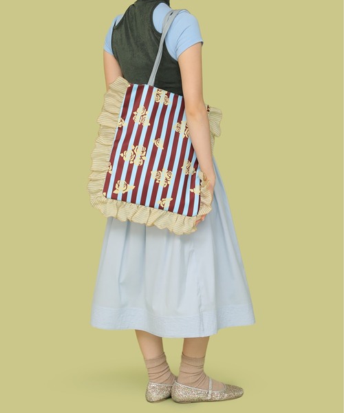 Casselini（キャセリーニ）の「Casselini(キャセリーニ)花柄プリントトート（トートバッグ・レディース・グリーン/ブラック/ブルー・FREE）」の7枚目の写真