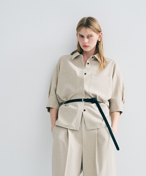 uncrave（アンクレイヴ）の「ウォッシャブルドライサップ ドルマンシャツ（シャツ/ブラウス・レディース・グレー系/ベージュ系1/ネイビー系/ブラック系/黄土色系・F）」の4枚目の写真