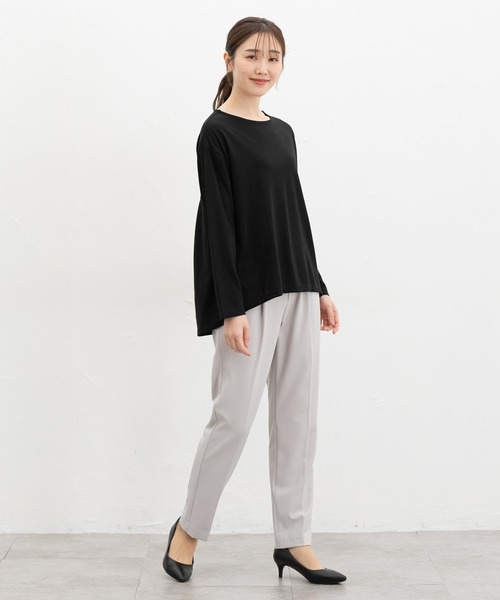 Honeys（ハニーズ）の「後ろタックチュニックＴ（Tシャツ/カットソー・レディース・グレイッシュベージュ/スモーキーグリーン系/ブラック/スミクロ・L/LL/M）」の5枚目の写真