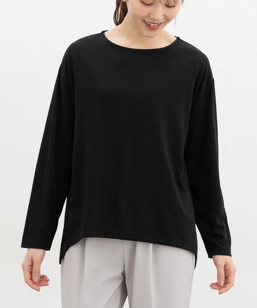 Honeys（ハニーズ）の「後ろタックチュニックＴ（Tシャツ/カットソー・レディース・グレイッシュベージュ/スモーキーグリーン系/ブラック/スミクロ・L/LL/M）」の6枚目の写真