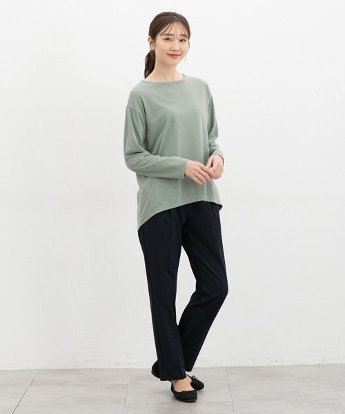 Honeys（ハニーズ）の「後ろタックチュニックＴ（Tシャツ/カットソー・レディース・グレイッシュベージュ/スモーキーグリーン系/ブラック/スミクロ・L/LL/M）」の7枚目の写真