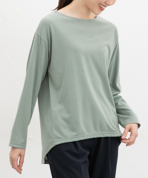 Honeys（ハニーズ）の「後ろタックチュニックＴ（Tシャツ/カットソー・レディース・グレイッシュベージュ/スモーキーグリーン系/ブラック/スミクロ・L/LL/M）」の8枚目の写真