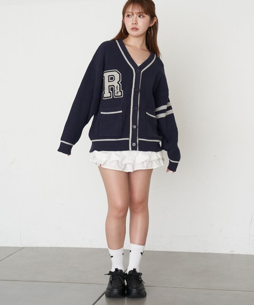 RAY CASSIN（レイカズン）の「レタードカーディガン（カーディガン/ボレロ・レディース・グレー系その他2/ネイビー/アイボリー・FREE）」の3枚目の写真