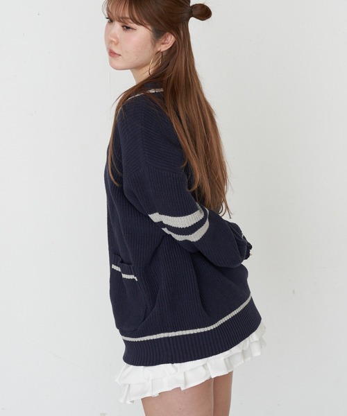 RAY CASSIN（レイカズン）の「レタードカーディガン（カーディガン/ボレロ・レディース・グレー系その他2/ネイビー/アイボリー・FREE）」の18枚目の写真