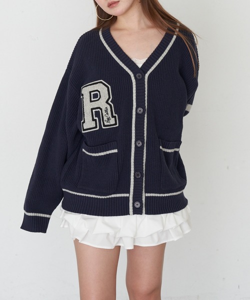 RAY CASSIN（レイカズン）の「レタードカーディガン（カーディガン/ボレロ・レディース・グレー系その他2/ネイビー/アイボリー・FREE）」の22枚目の写真