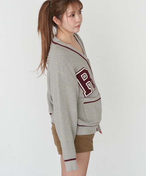 RAY CASSIN（レイカズン）の「レタードカーディガン（カーディガン/ボレロ・レディース・グレー系その他2/ネイビー/アイボリー・FREE）」の16枚目の写真