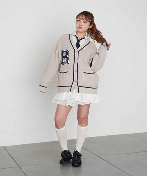 RAY CASSIN（レイカズン）の「レタードカーディガン（カーディガン/ボレロ・レディース・グレー系その他2/ネイビー/アイボリー・FREE）」の9枚目の写真