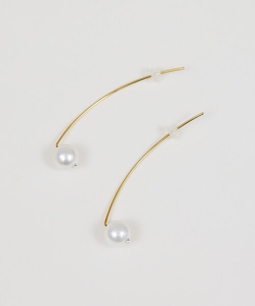 GALLARDAGALANTE(ガリャルダガランテ)の「シェルパールラインフックピアス(ピアス(両耳用)・レディース・ホワイト/ネイビー・FREE)」の3枚目の写真