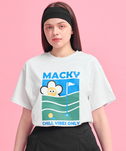 MACKY(マッキー)の「チルバイブ 半袖Tシャツ ホワイト(Tシャツ/カットソー・レディース・その他・FREE)」の1枚目の写真