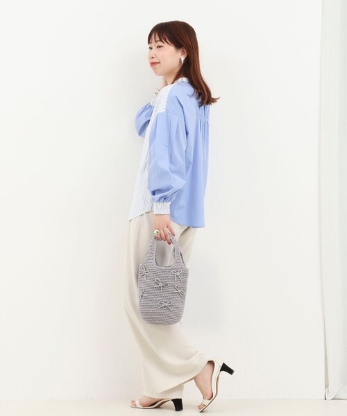 NOLLEY’S（ノーリーズ）の「ビジューリボンコード編みトートバッグ（トートバッグ・レディース・ブラック/ライトグレー・FREE）」の7枚目の写真