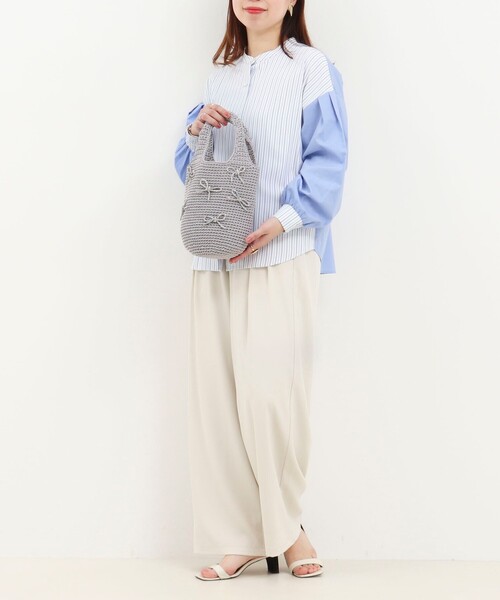 NOLLEY’S（ノーリーズ）の「ビジューリボンコード編みトートバッグ（トートバッグ・レディース・ブラック/ライトグレー・FREE）」の10枚目の写真