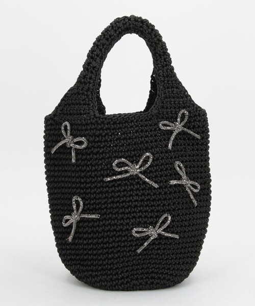 NOLLEY’S（ノーリーズ）の「ビジューリボンコード編みトートバッグ（トートバッグ・レディース・ブラック/ライトグレー・FREE）」の12枚目の写真