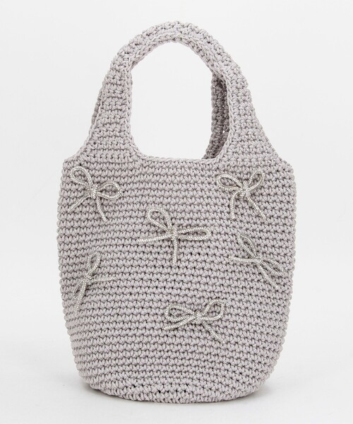 NOLLEY’S（ノーリーズ）の「ビジューリボンコード編みトートバッグ（トートバッグ・レディース・ブラック/ライトグレー・FREE）」の15枚目の写真