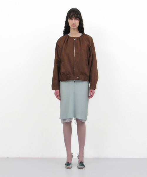 PARTIMENTO WOMEN(パルティメントウィメン)の「ノンカラーシャーリングボンバージャケット_ブラウン(その他アウター・レディース・その他・ONE SIZE)」の2枚目の写真