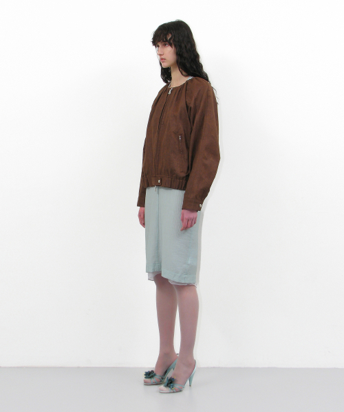 PARTIMENTO WOMEN(パルティメントウィメン)の「ノンカラーシャーリングボンバージャケット_ブラウン(その他アウター・レディース・その他・ONE SIZE)」の3枚目の写真