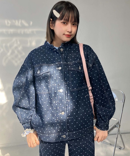 AS KNOW AS plus（アズノゥアズプラス）の「◯ノーカラーオーバーサイズデニムジャケット　セットアップ可能 【UNISEX ITEM】（デニムジャケット・レディース・ネイビー系/イエロー系/ブラック系・FREE）」の11枚目の写真