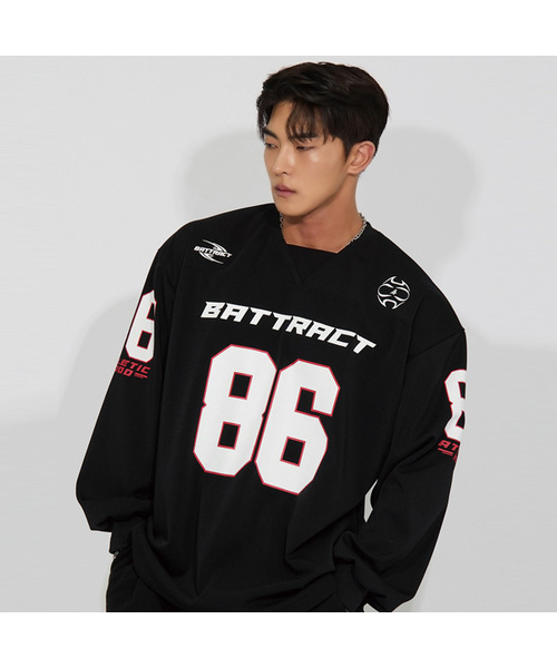 BATTRACT(バトラクト)の「シンボルアスレチックラグビーシャツ_ホワイト(Tシャツ/カットソー・メンズ・ホワイト/レッド・MEDIUM/LARGE)」の1枚目の写真