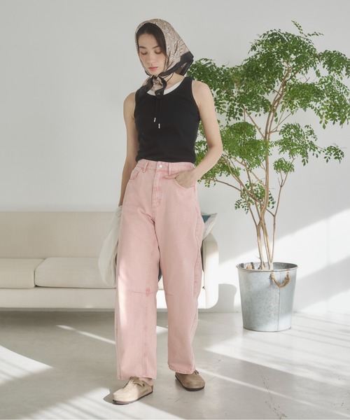 ANGIE（アンジー）の「【セットアップ対応】バレルレッグデニムパンツ（デニムパンツ・レディース・ブルー/ライトグレー/ピンク/イエロー・FREE）」の17枚目の写真