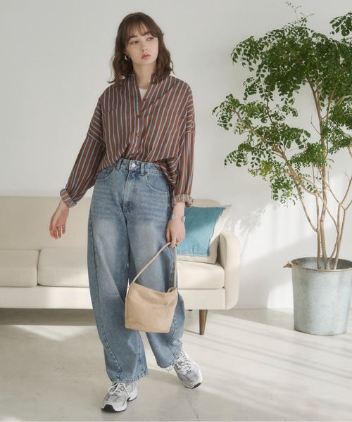 ANGIE（アンジー）の「【セットアップ対応】バレルレッグデニムパンツ（デニムパンツ・レディース・ブルー/ライトグレー/ピンク/イエロー・FREE）」の8枚目の写真