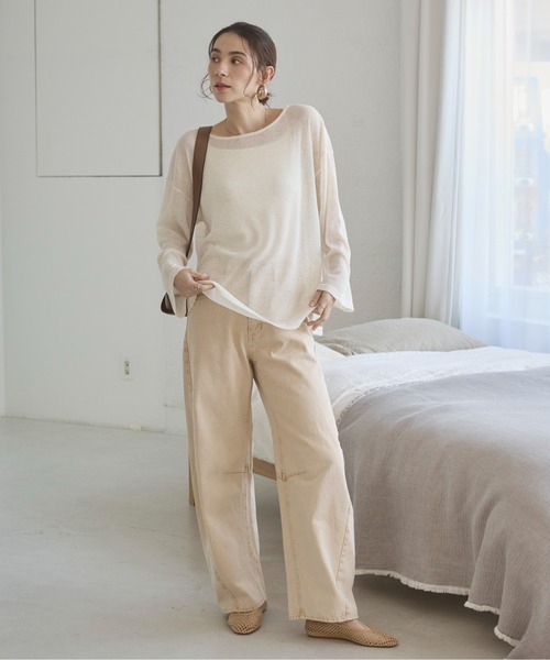 ANGIE（アンジー）の「【セットアップ対応】バレルレッグデニムパンツ（デニムパンツ・レディース・ブルー/ライトグレー/ピンク/イエロー・FREE）」の10枚目の写真