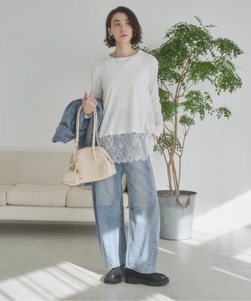 ANGIE（アンジー）の「【セットアップ対応】バレルレッグデニムパンツ（デニムパンツ・レディース・ブルー/ライトグレー/ピンク/イエロー・FREE）」の6枚目の写真