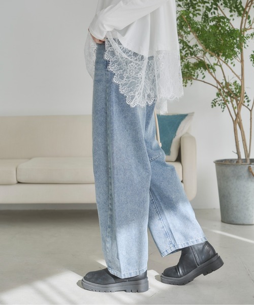 ANGIE（アンジー）の「【セットアップ対応】バレルレッグ デニムパンツ（デニムパンツ・レディース・ブルー/ライトグレー/ピンク/イエロー・FREE）」の22枚目の写真