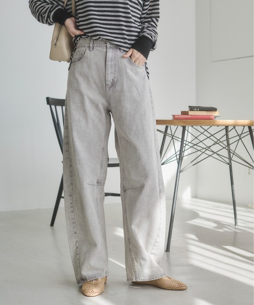 ANGIE（アンジー）の「【セットアップ対応】バレルレッグデニムパンツ（デニムパンツ・レディース・ブルー/ライトグレー/ピンク/イエロー・FREE）」の18枚目の写真