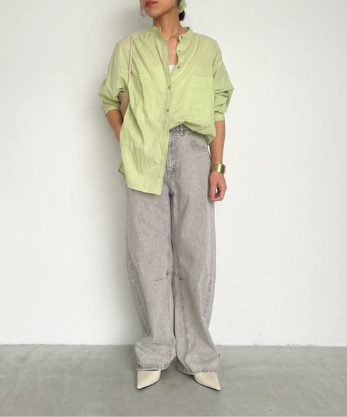 ANGIE（アンジー）の「【セットアップ対応】バレルレッグデニムパンツ（デニムパンツ・レディース・ブルー/ライトグレー/ピンク/イエロー・FREE）」の12枚目の写真