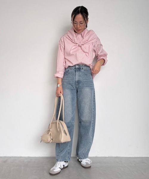 ANGIE（アンジー）の「【セットアップ対応】バレルレッグデニムパンツ（デニムパンツ・レディース・ブルー/ライトグレー/ピンク/イエロー・FREE）」の15枚目の写真