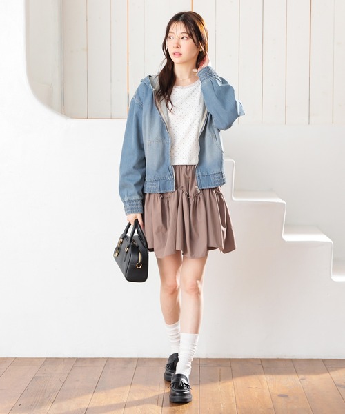 Honeys（ハニーズ）の「デニムフードブルゾン（ブルゾン・レディース・ブルー系その他/グレー・S/M/LL/L）」の6枚目の写真