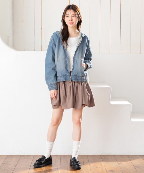 Honeys（ハニーズ）の「デニムフードブルゾン（ブルゾン・レディース・ブルー系その他/グレー・S/M/LL/L）」の7枚目の写真