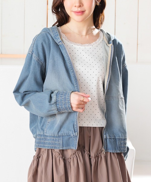 Honeys（ハニーズ）の「デニムフードブルゾン（ブルゾン・レディース・ブルー系その他/グレー・S/M/LL/L）」の9枚目の写真