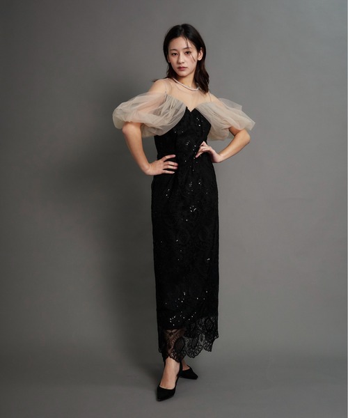 My shawty(マイシャウティー)の「offsholder lace dress(ドレス・レディース・ブラック/ベージュ/ブルー・MEDIUM/SMALL)」の4枚目の写真