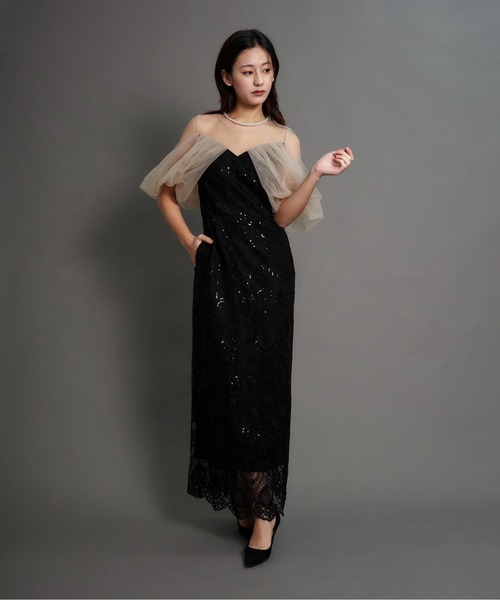 My shawty(マイシャウティー)の「offsholder lace dress(ドレス・レディース・ブラック/ベージュ/ブルー・MEDIUM/SMALL)」の5枚目の写真