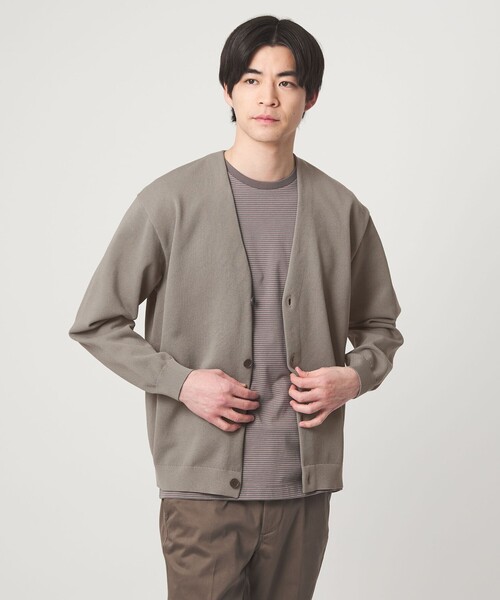 green label relaxing(グリーンレーベルリラクシング)の「ポリエステル リンクス Vネック カーディガン(カーディガン/ボレロ・メンズ・グレー系/ブラック/オリーブ・S/L/XL/M)」の1枚目の写真