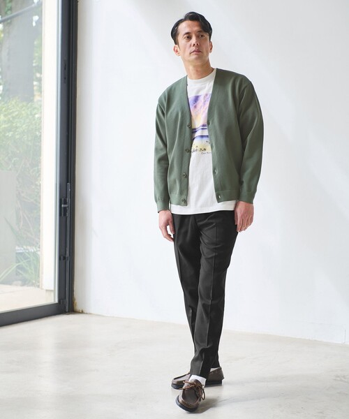 green label relaxing(グリーンレーベルリラクシング)の「ポリエステル リンクス Vネック カーディガン(カーディガン/ボレロ・メンズ・グレー系/ブラック/オリーブ・S/L/XL/M)」の22枚目の写真