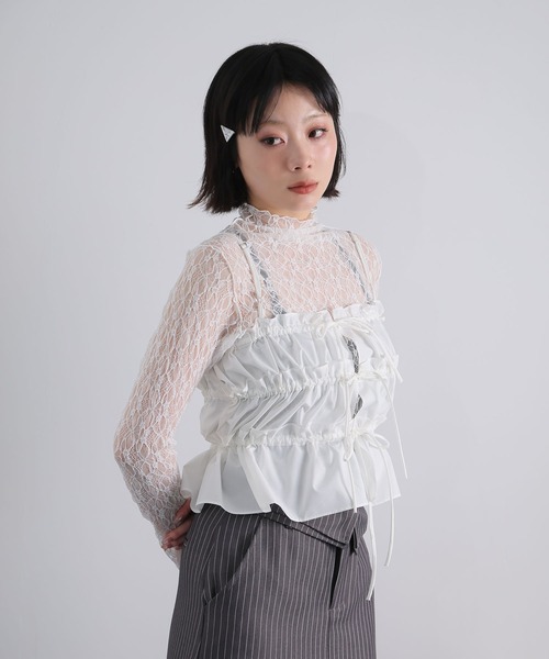 Ulysses(ユリシス)の「ストレッチレースボトルネックプルオーバー(Tシャツ/カットソー・レディース・ミント/アイボリー/ブラック・M)」の8枚目の写真