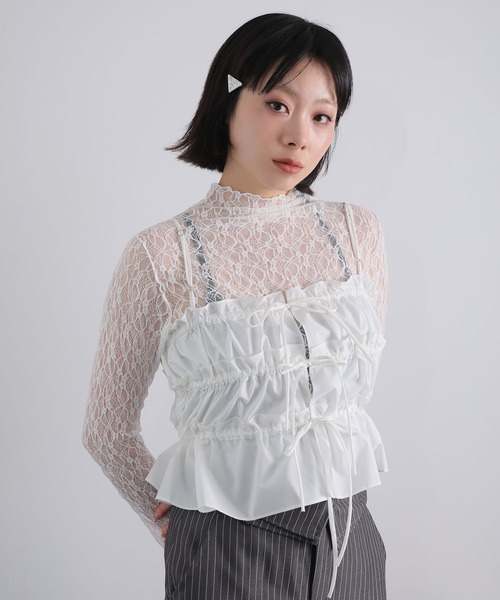 Ulysses(ユリシス)の「ストレッチレースボトルネックプルオーバー(Tシャツ/カットソー・レディース・ミント/アイボリー/ブラック・M)」の10枚目の写真