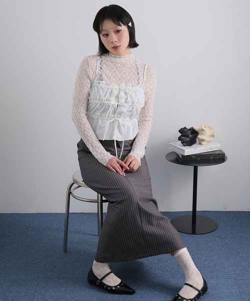 Ulysses(ユリシス)の「ストレッチレースボトルネックプルオーバー(Tシャツ/カットソー・レディース・ミント/アイボリー/ブラック・M)」の12枚目の写真