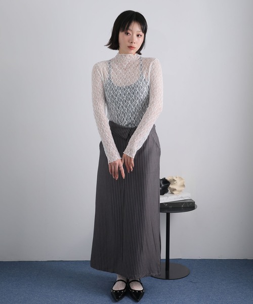 Ulysses(ユリシス)の「ストレッチレースボトルネックプルオーバー(Tシャツ/カットソー・レディース・ミント/アイボリー/ブラック・M)」の16枚目の写真