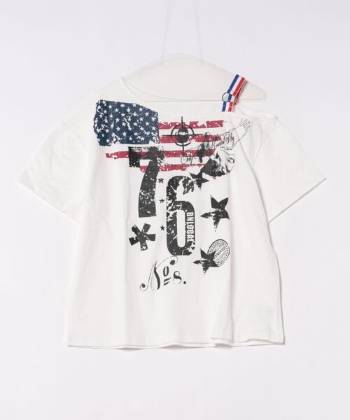 HOOK(フック)の「アメリカンフラッグプリント ワンショルダーTシャツ (SS)(Tシャツ/カットソー・レディース・グレー/ホワイト・S/M)」の18枚目の写真