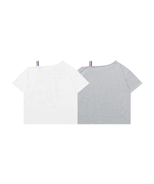 HOOK(フック)の「アメリカンフラッグプリント ワンショルダーTシャツ (SS)(Tシャツ/カットソー・レディース・グレー/ホワイト・S/M)」の4枚目の写真