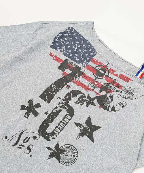 HOOK(フック)の「アメリカンフラッグプリント ワンショルダーTシャツ (SS)(Tシャツ/カットソー・レディース・グレー/ホワイト・S/M)」の12枚目の写真